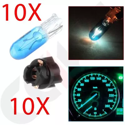 10x T5 17 73 74 85 Twist Socket + Blue Halogen Bulbs Instrument Panel Dash Light • $8.99