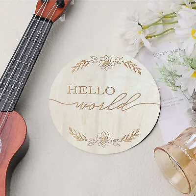 (L2)Baby Announcement Sign Hello World Baby Sign 5.9in Basswood Ornament For • $6.71