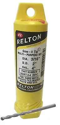 3/16  X 3  Relton GRT Groo-V Tip Porcelain & Stone Tile Drill Bits - Pack Of 25 • $199