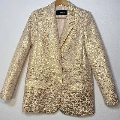 $37.50 • Buy Zara Basic Metallic Jacquard Gold Pink Blazer Jacket Women's XS