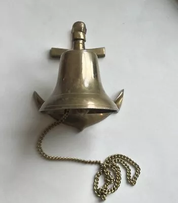 Vintage Solid Brass Anchor Bell Wall Mount Nautical Sailor Maritime Dinner 4.75” • £15