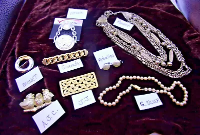 Vintage To Mod Signed Jewelry Lot  Givenchy Kramer Richelieu Brooch Earrings + • $49