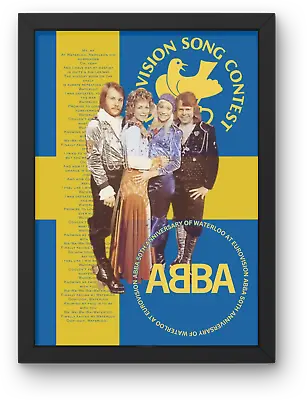 Abba Eurovision 50th Annivesary Waterloo Poster A2-A5 Framed/Unframed Sweden Pop • £15