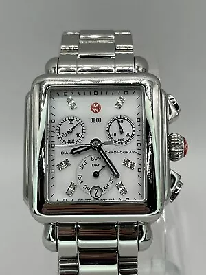 Michele Deco Diamond Chronograph MOP Dial Swiss Made Women's Watch W/ Box • $658.75