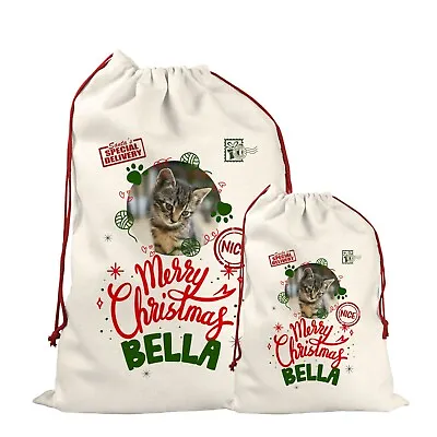 £8.99 • Buy Pet Cat Dog Rabbit Santa Sack Personalised Christmas Present Xmas Stocking Gift 