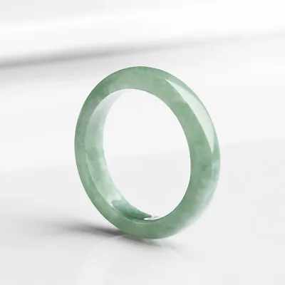 Natural Jadeite Jade Band Ring Women Men Real Bead Green Pot Jade Size 6-11 • £19.87