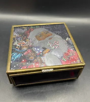 Via Vermont Santa Christmas Trinket Jewelry Box 1994 Vintage • $24