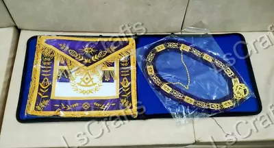 Masonic Regalia Past Master Apron And Chain Collar With Jewel And Case • £107.04