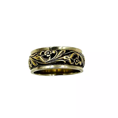 Vintage ArtCarved 14k Two Tone Gold 8mm Wide Band Ring • $1250