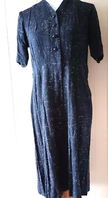 Vintage Clothing Mamasan Dress Mid-20C Black Silk-Cotton Retro Dressmaker Tailor • $120