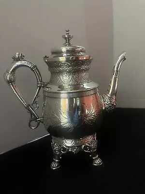 Antique Victorian Derby Silver Co. Tea Pot Quadruple Plate - 1601 7 • $85