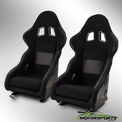 $296.98 • Buy 1 Pair Racing Seats Black Velvet Black/Plastic Drop Cloth W/1 Slider Univeral