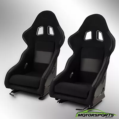 1 Pair Racing Seats Black Velvet Black/Plastic Drop Cloth W/1 Slider Univeral • $304.98