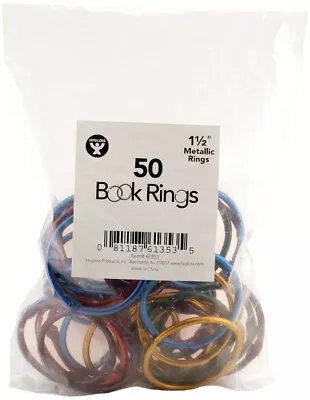 Book Rings 50/Pkg-Assorted Metallic 1.5  • $18.99