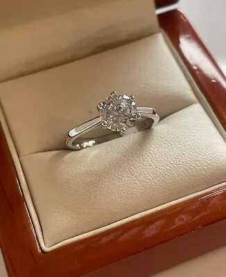 £14.99 • Buy 925 Sterling Silver 1.0ct CZ Solitaire Engagement Wedding Ring UK I-Y
