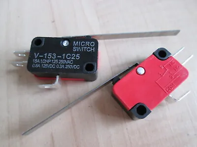 Lot (2) Micro Limit Switch V-153-1C25 With 2  50.8mm Lever 15A 125/250VAC #E67B • $9.95