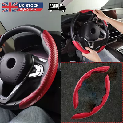 £9.99 • Buy 2x Red Car Carbon Fiber Style Steering Wheel Booster Non-Slip Cover Accessories