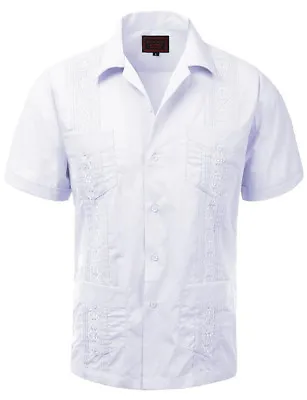 Guayabera Men's Cuban Beach Wedding Short Sleeve Button-Up Casual Dress Shirt • $25.19