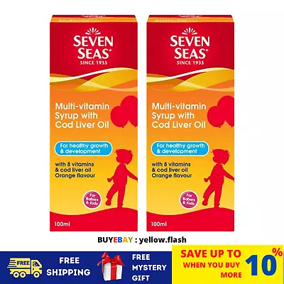 $54.26 • Buy 2X Seven Seas Multivitamin Syrup With Cod Liver Oil 100ml Orange Flavor For Kids