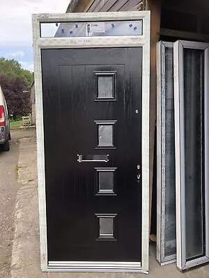 1002-2320 Brand New Modern Black Composite Front Door In A White Upvc Frame • £445