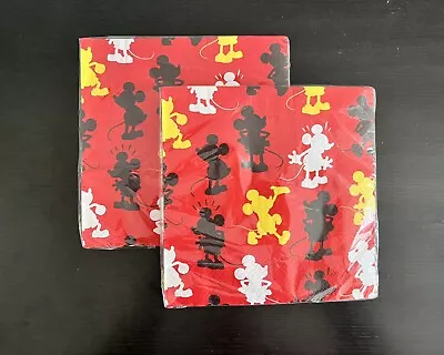 Lot (2) MICKEY MOUSE Retro LUNCH NAPKINS 16 Birthday Party Supplies Disney Red • $3.90