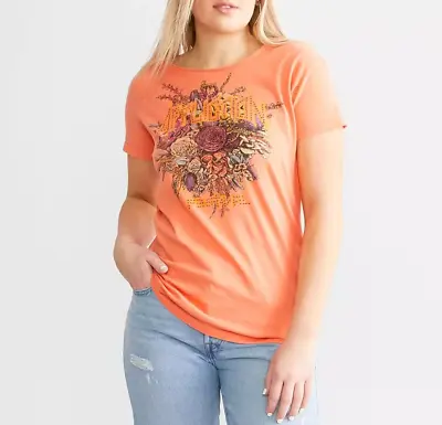 Affliction Women's “GARDEN ROSE” Short Sleeve Scoop Neck Rhinestone T-shirt NWT • $67.92