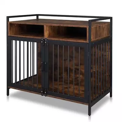 Large Dog Crate Wooden Kennel Heavy Duty Cage With Tray End Table Pet Furniture • $124.99