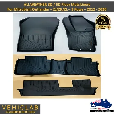 $195 • Buy 3D /5D TPE All Weather Floor Mats Liner For Mitsu Outlander 2012 - 2021 - 3 ROWS