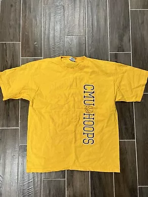 CMU Hoops T-Shirt Central Michigan University Yellow XXL Vintage 90s NCAA • $9.95