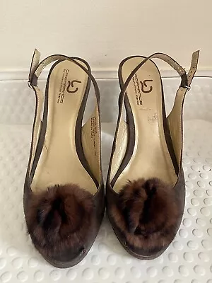 Grigiarancio By Calzaturificio Marco Brown Sling Back Mink Peep Toe Pumps 8.5M • $25