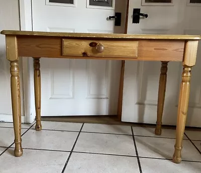 Solid Antique Pine Console Hall Table With Drawer • £29.99