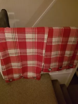 ASDA - Pair Of Curtains Tartan Check Red Woven Eyelet Ready-made Fully Lined • £15