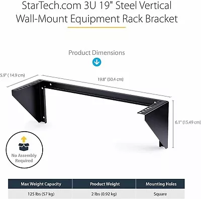 Startech 3U 19  Steel Vertical Server Rack Wall Mountable Server Rack RK319WALLV • £34.95