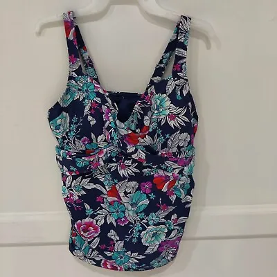 Lands' End Womens Wrap Underwire Tankini Top Bust Support 14 Tall $60 8B199 • $25.49