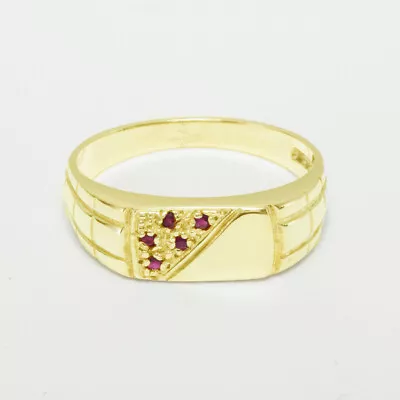 14ct Yellow Gold Natural Ruby Mens Band Ring - Sizes N To Z • $1688.18