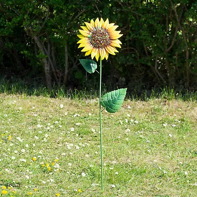 Large 87cm Sunflower Flower Garden Stake Ornament Outdoor Decoration Sculpture • £23