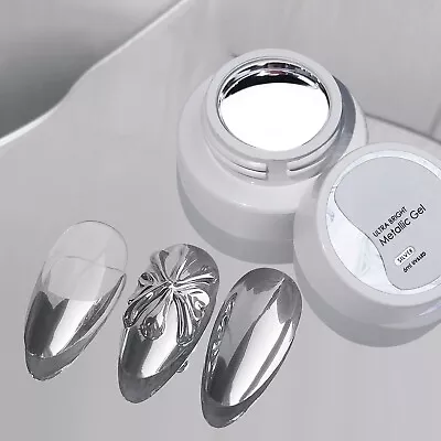 Metal Metallic Mirror Silver Chrome Nail Art Metal Nail Painted Gel Nail Polish • $8.99