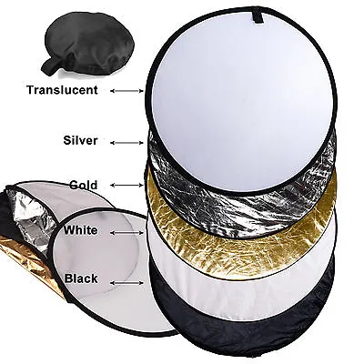 43  110cm 5 In 1 Photo Round Studio Collapsible Reflector Light Diffuser Kit Set • $23.19