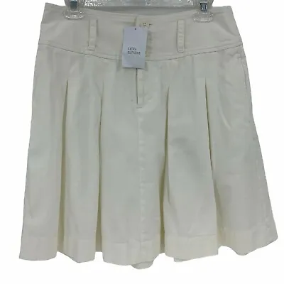 £15.70 • Buy London Jean Chino Skirt Women's Size 6 Ivory Denim Pleated Schoolgirl Preppy 