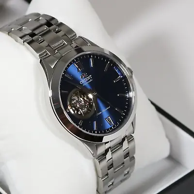 Orient Men's Open Heart Blue Dial Automatic Watch FAG03001D0 • $229.99