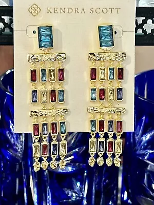 Kendra Scott 4 Tier Rhinestone Chandelier Pair Multi Color Earrings  • $49.99