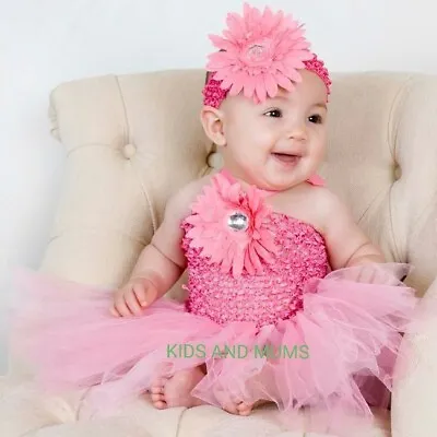 Baby Girls Tutu Dance Dress 3-6-9-12-18 Monthsparty Dress+headband UK SELLER • £4.99