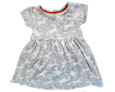 Mini Boden Fun Blue Frosted Unicorn Jersey Party Kitschy Dress Girl's Size 4-5 • $12