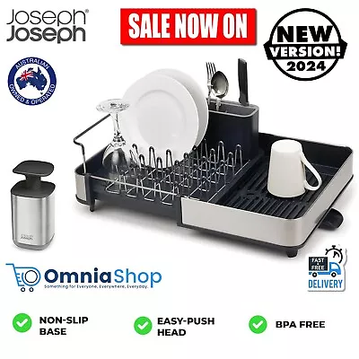 Extendable Steel Dish Rack With Bonus Soap Dispenser Kitchenware Organiser Set • $69.97