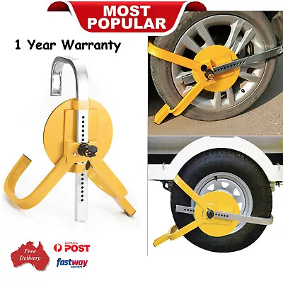 Wheel Defender Lock Clamp Tyre Lock 13  14  15  Car Caravan Trailer Heavy Duty • $45.99