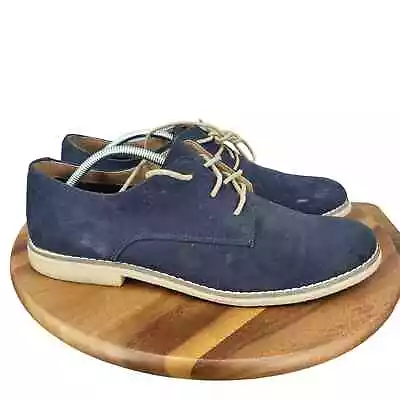 H&M Oxford Shoes Mens 11.5 Blue Canvas Leather Lace Up Dress Shoes 344260 • $19.59