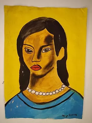 Frida Kahlo Painting Drawing Vintage Sketch Paper Signed Stamped • $99.98