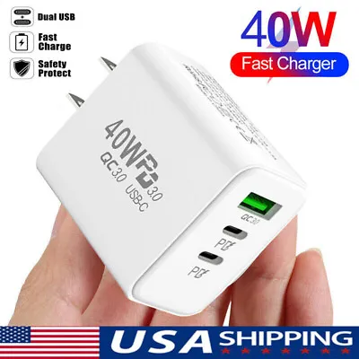 Dual PD 40W Fast Wall Charger Power Adapter For IPhone 15 Pro Max 14 13 12 Plus • $6.38