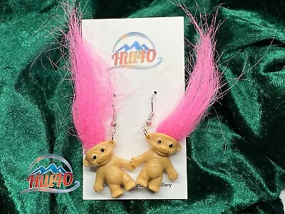 **Fun Funky Kitsch Novelty Ugly Baby Doll Troll Theme Earrings. ***FREE P&P** • £4.99