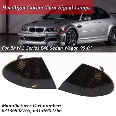 2xTurn Signal Corner Light Lamp For BMW 3 Series E46 Sedan Wagon 1999-2001 Smoke • $29.99